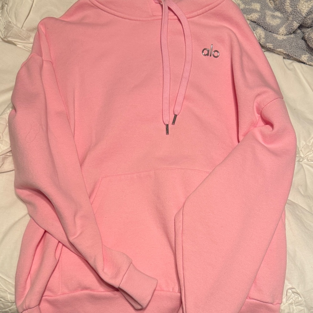 ALO Yoga Women's Light Pink Pullover Hoodie